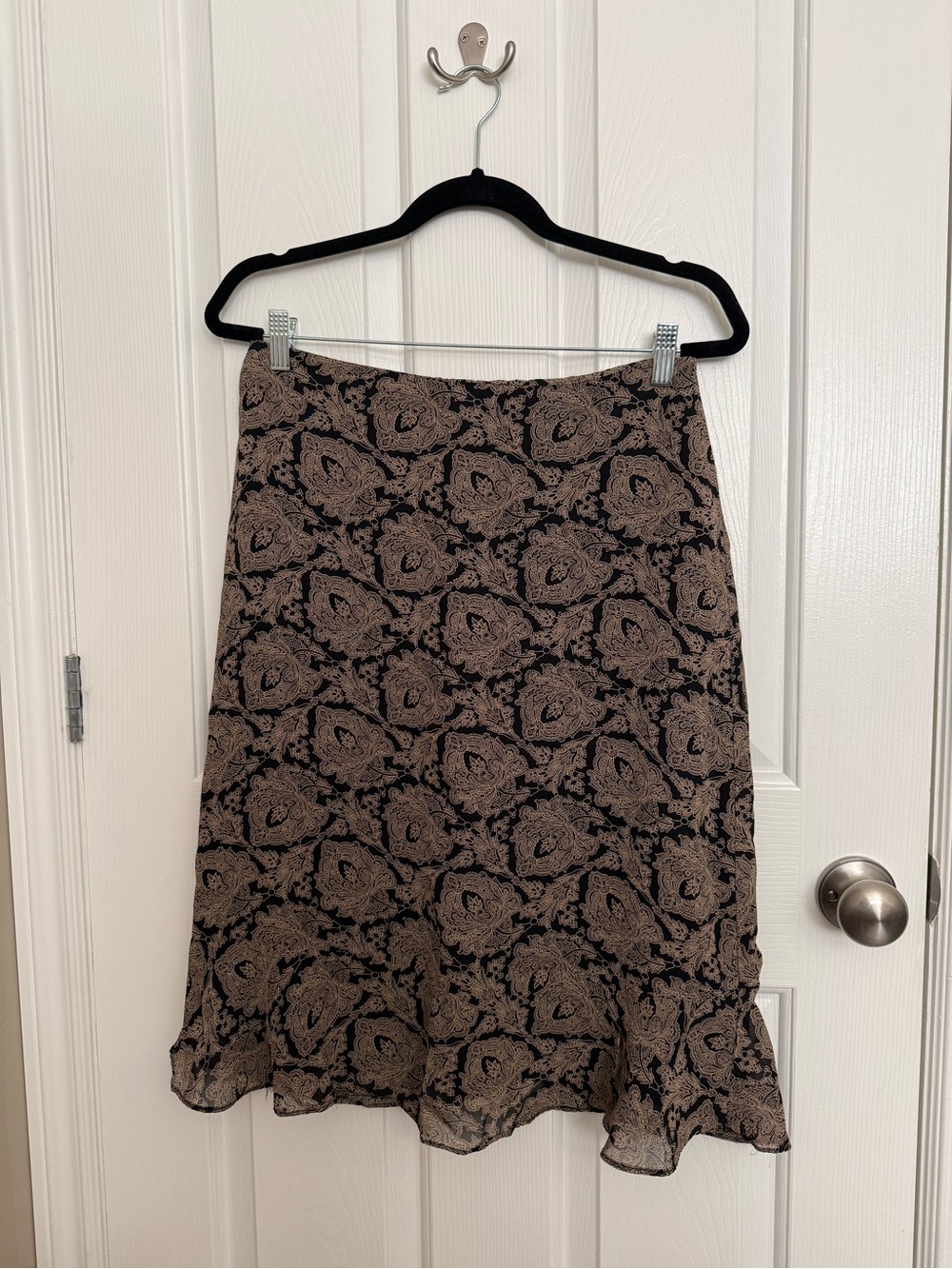 Jacob Black and Tan Paisley Midi Skirt